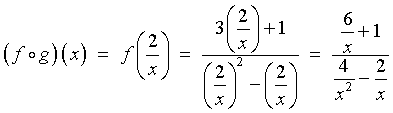 (fog)(x)  =  f(2/x)  =  (3(2/x) + 1) / ((2/x)^2 - (2/x))