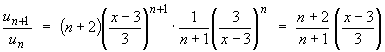 u_n+1/u_n = (n+2)/(n+1) * (x-3)/3