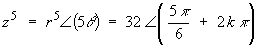 z^5 = 32*Angle(5*pi/6 + 2*k*pi)