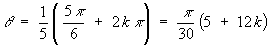 theta = (5 + 12k)*pi/30
