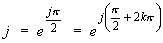 j = e^(j*pi/2) = e^(j*(pi/2 + 2*k*pi))