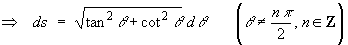 ds = sqrt{tan^2 t + cot^2 t} dt