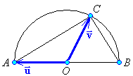 Circle, AOB is a diameter, 
     C is on the circumference