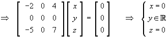 x = 0  and  z = 0