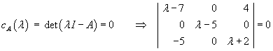 c = det(lambda*I - A) = 0