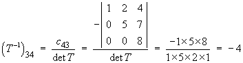 (3,4) element of T-inverse = -4