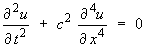 partial d^2 u / dt^2  +  c^2 partial d^4 u / dx^4  =  0