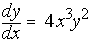 dy/dx  =  4 x^3 y^2