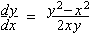 dy/dx = (y^2 - x^2) / (2xy)