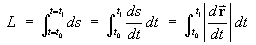 L = Integ | d(vector r)/dt) | dt