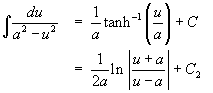 Integ { du / (a^2 - u^2) }
 = (1/a)*Arctanh(u/a) + C
