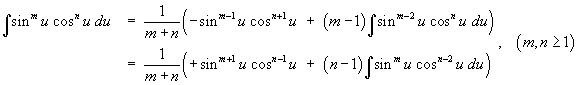 Integ(sin^m(u)*cos^n(u)) = ...