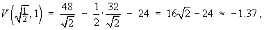 V(sqrt(1/2), 1) = -1.37...