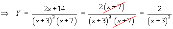 Y = 2(s+7)/[(s+3)^2 (s+7)]