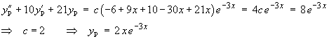 leads to  yP = 2x e^(-3x)