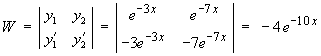 Wronskian = -4 e^(-10x)