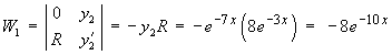 W1 = -y2 R = -8 e^(-10x)