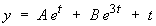 y = A e^x + B e^(3x) + t