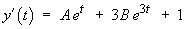 y' = A e^x + 3B e^(3x)