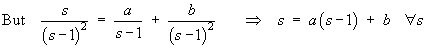 Partial fractions for  s/(s-1)^2