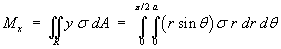 Mx = Integral(0 to pi/2)(0 to a) (r sin t) s r dr dt