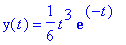 y(t) = 1/6*t^3*exp(-t)