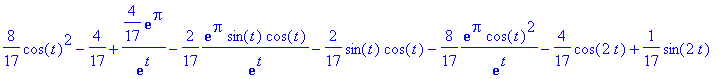 y(t) = PIECEWISE([-4/17*cos(2*t)+1/17*sin(2*t)+4/17...