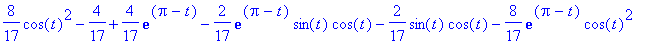 y(t) = PIECEWISE([-4/17*cos(2*t)+1/17*sin(2*t)+4/17...