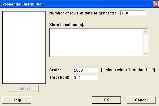 Exponential Distribution dialog box