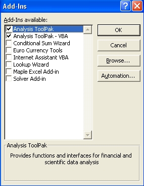 Add-Ins dialog box