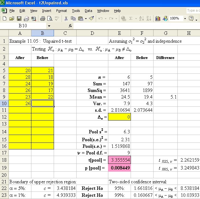 Excel spreadsheet