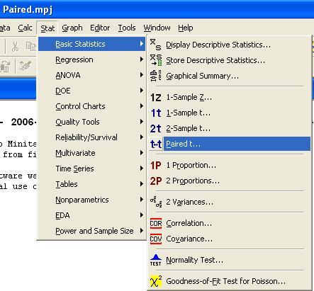 Menu to Paired t