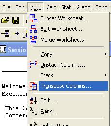 Transpose menu
