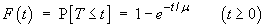 F(t) = 1 - exp(-t/mu)