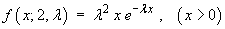 f(x; 2, L)  =  L^2 x exp(-L x)