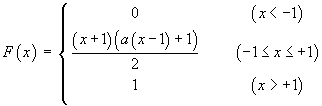 F(x)  =  (x+1) (a(x-1) + 1) / 2  on [-1, 1]