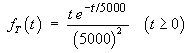 f(t) = t exp(-t/5000) / (5000)^2   (t >= 0)