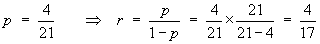 [converting prob. of 4/21 into odds of 4:17 on]