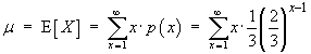mean = sum(x p(x))