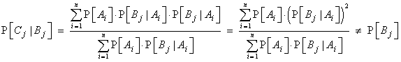 P[Cj|Bj] not= P[Bj]