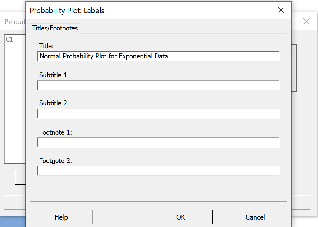 Probability Plot Labels dialog box