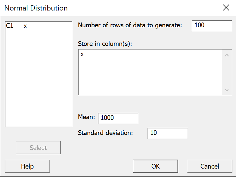 creating the random sample