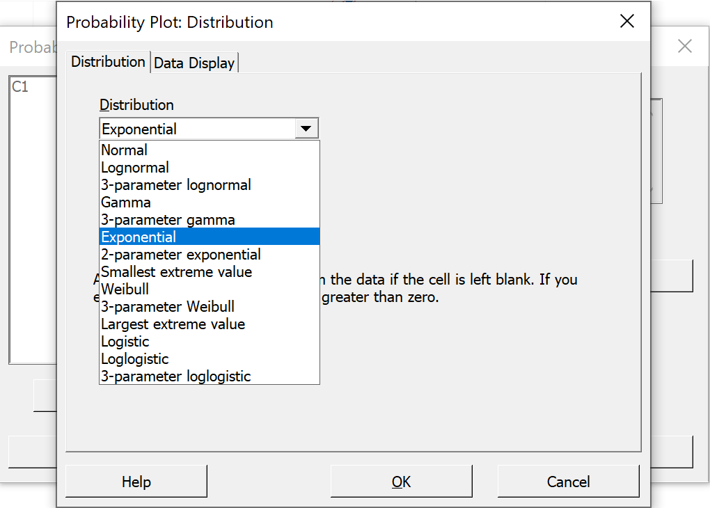 Probability Plot Single dialog box