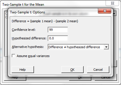 Options dialog box