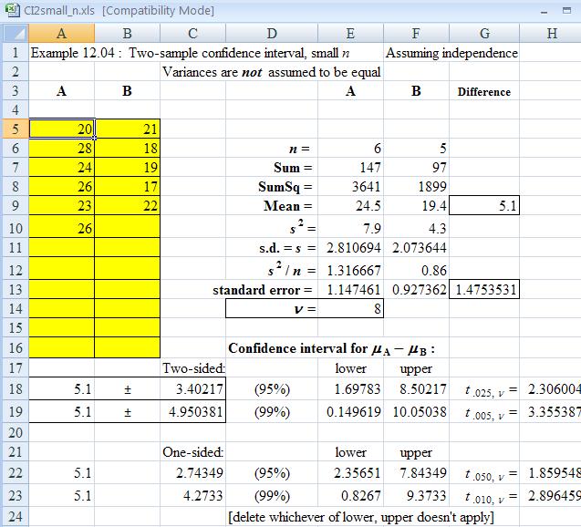 Excel spreadsheet