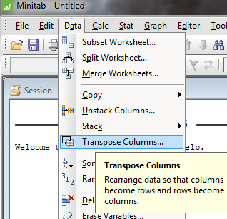 Transpose menu