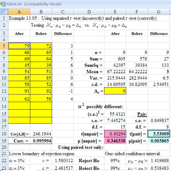 Excel spreadsheet