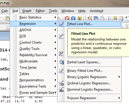 Menu to Fitted Line Plot