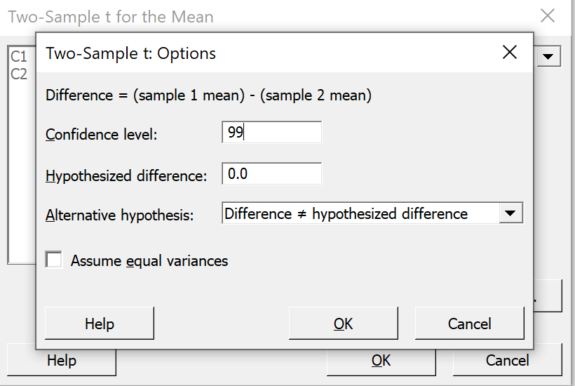 Options dialog box