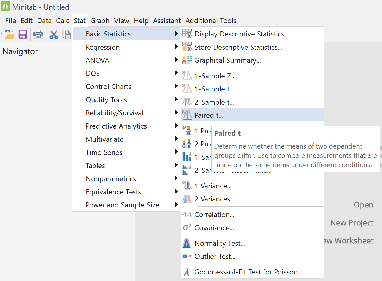 Menu to Paired t